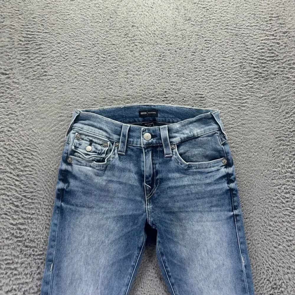 True Religion Rocco Jeans Mens 29x34 Blue Cotton Denim Skinny Relaxed Fit Faded